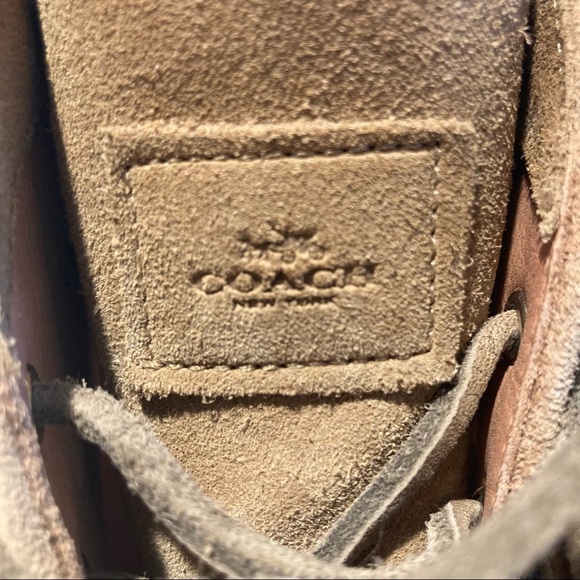 COACH Sz 8 Karson  Tan Suede Wedges Lace Up Booties - Picture 3 of 13